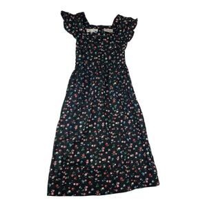 vintage women's XS small Saks Fifth Ave Young dimensions black floral tiered mid